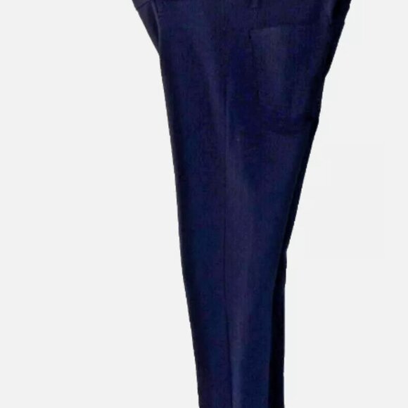 Calvin Klein Knit Jeans Women’s Pants Sz 10 Navy Stretch Leather Trim Tapered - Picture 3 of 14